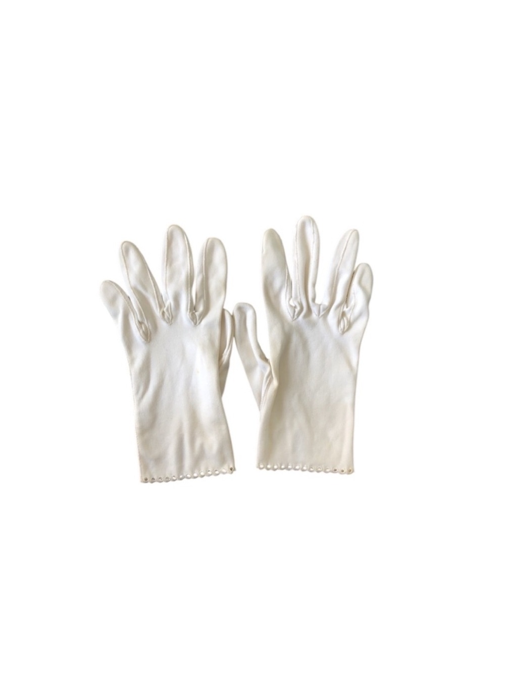 Aris of Paris Vintage Cream Scalloped Cuff Gloves Size 7